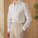 Cotton Seersucker Thin Long-sleeved Shirt One Collar Casual Shirt Prendersons