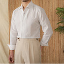 Cotton Seersucker Thin Long-sleeved Shirt One Collar Casual Shirt Prendersons