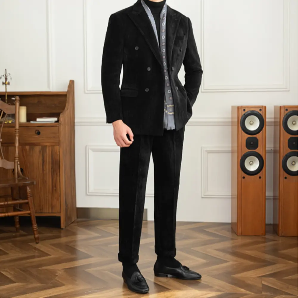 Brown double breasted suit