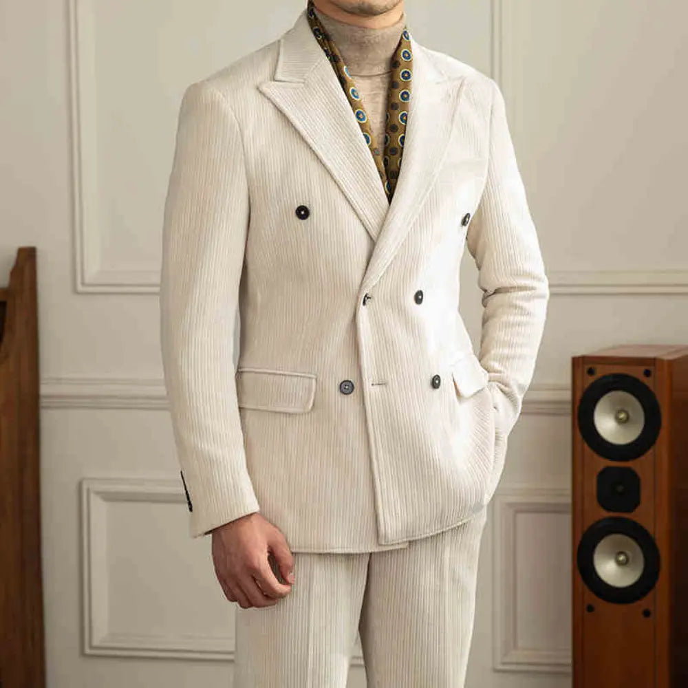 Tailored Mens Double Breasted Suit – Solid Brown | Autumn Layers | Old Money Aesthetic