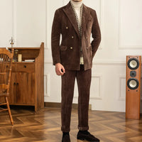 Brown double breasted suit