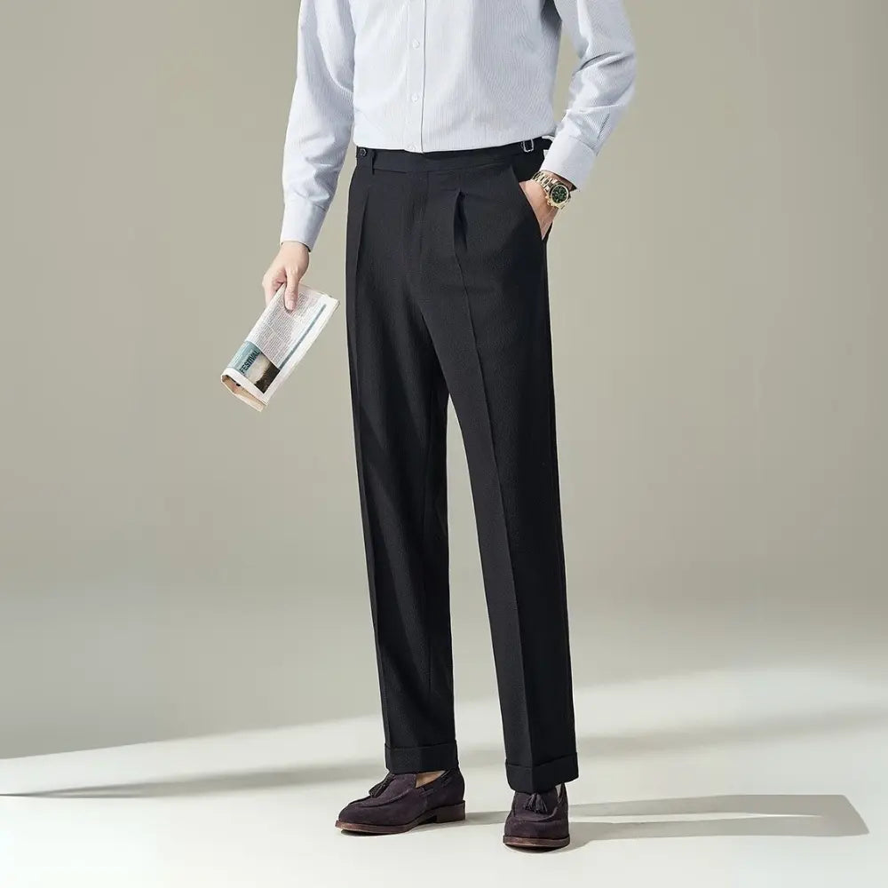 Straight Fit Light Business Mens Baggy Pants – Black, Navy Blue, Brown, Apricot, White | Old Money Menswear Prendersons