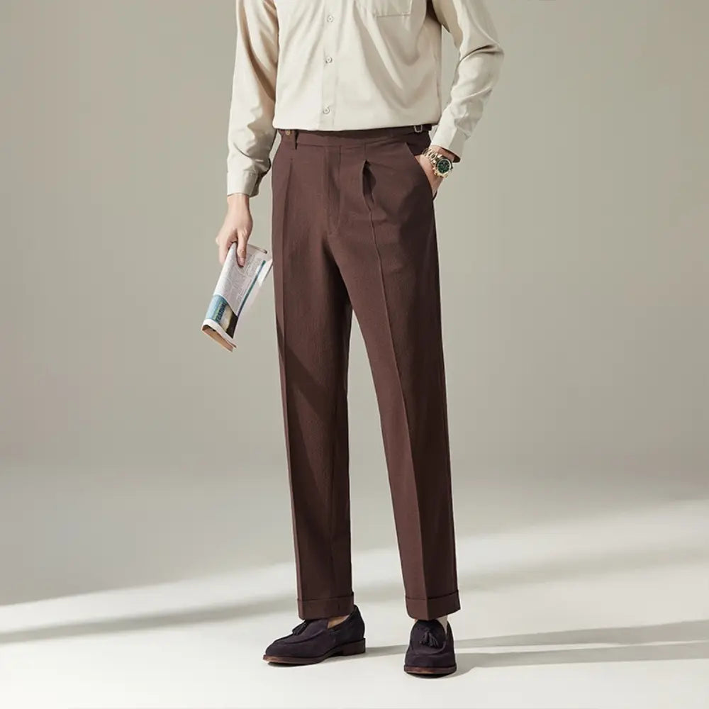 Straight Fit Light Business Mens Baggy Pants – Black, Navy Blue, Brown, Apricot, White | Old Money Menswear Prendersons