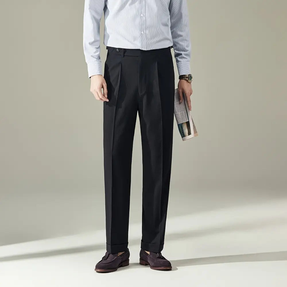 Straight Fit Light Business Mens Baggy Pants – Black, Navy Blue, Brown, Apricot, White | Old Money Menswear Prendersons