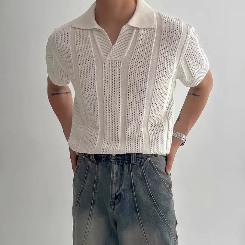 Relaxed Fit Hollow Men's T Shirt for Summer – Leisure Essential | Old Money Menswear