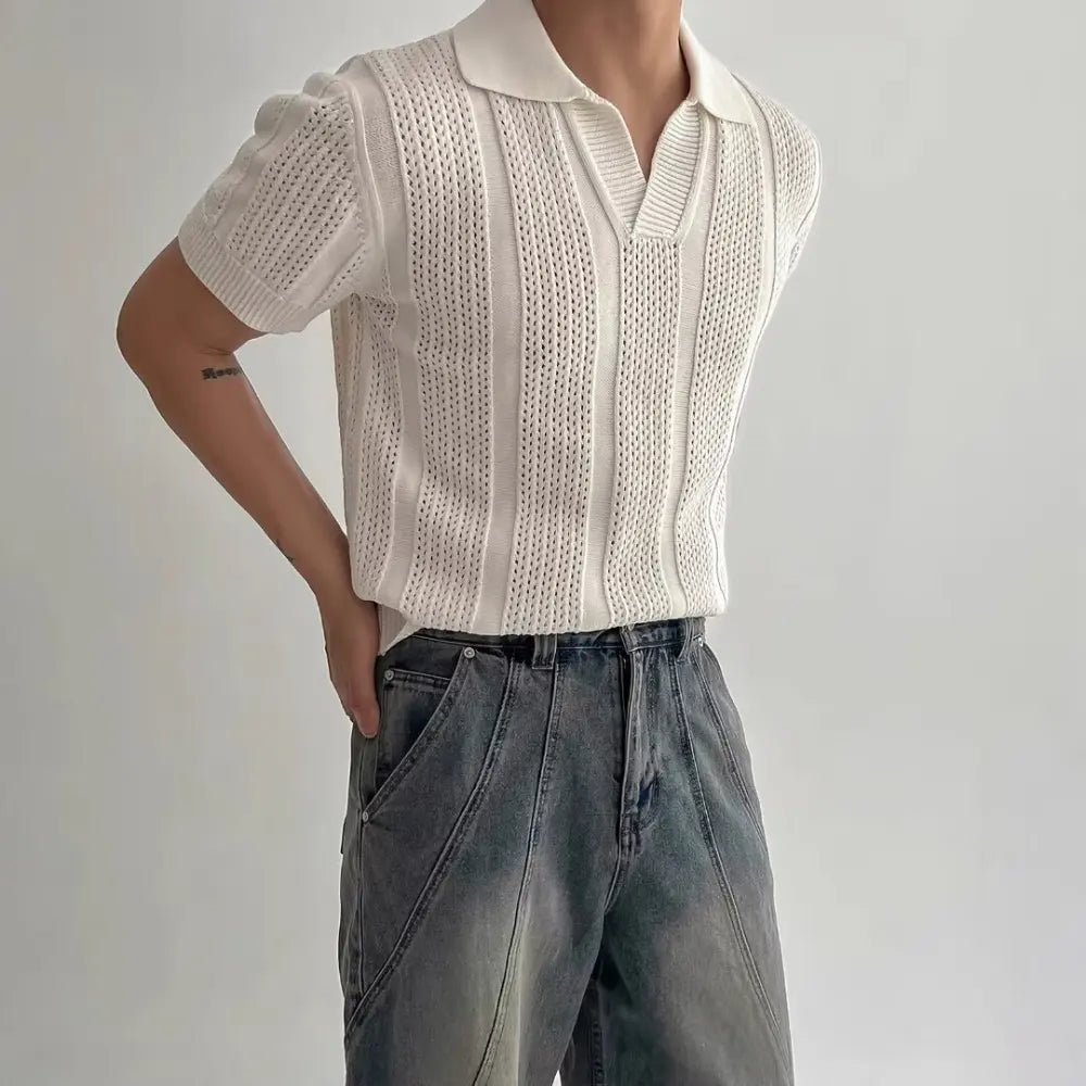Relaxed Fit Hollow Men's T Shirt for Summer – Leisure Essential | Old Money Menswear