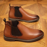 Black and brown leather boots