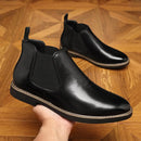 Black and brown leather boots
