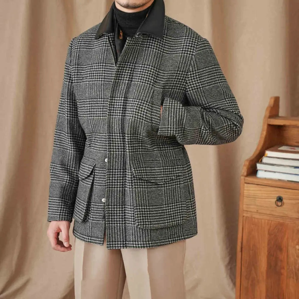 Warm Wool Retro Jacket – Gray | Casual Autumn Wear | Classic Menswear