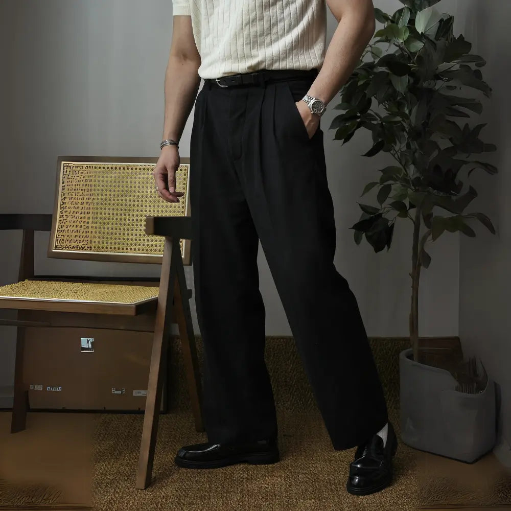 HOT Thread Double Pleated Loose Straight Cargo Casual Suit Pants Prendersons