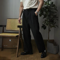 HOT Thread Double Pleated Loose Straight Cargo Casual Suit Pants Prendersons