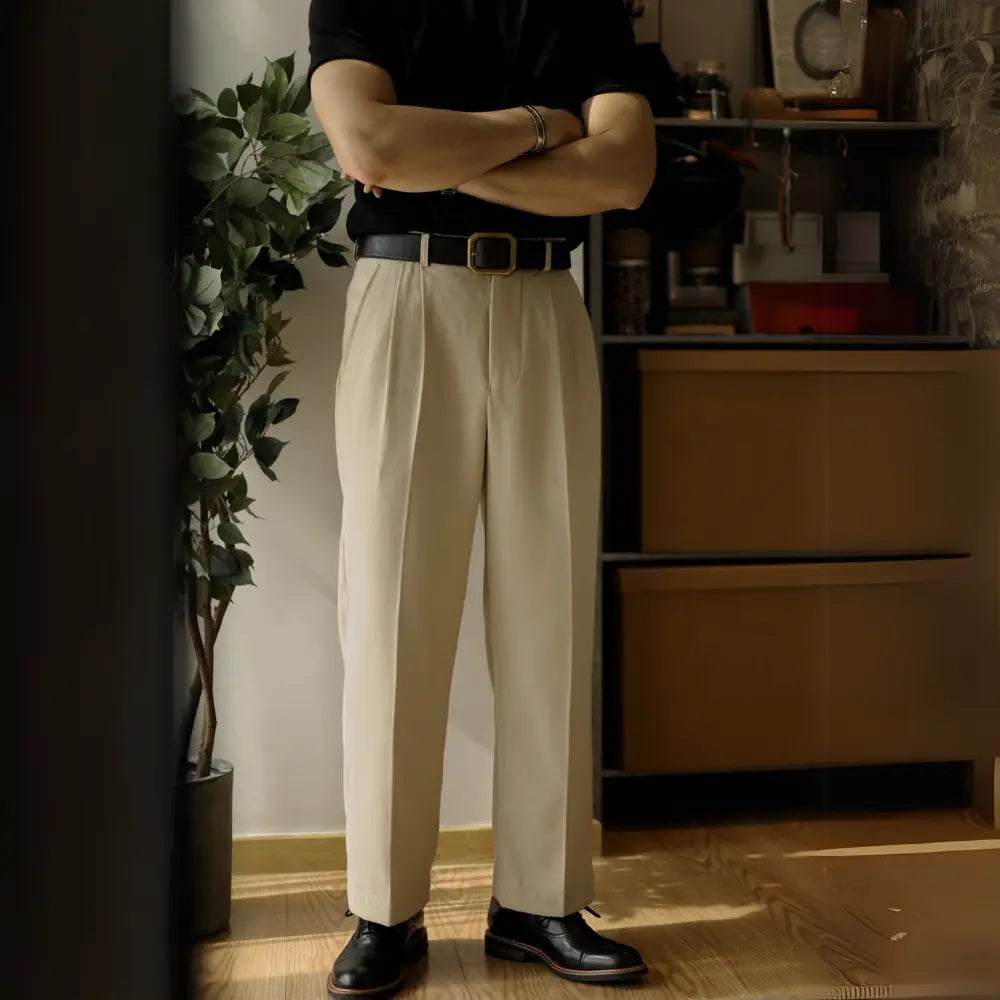HOT Thread Double Pleated Loose Straight Cargo Casual Suit Pants Prendersons