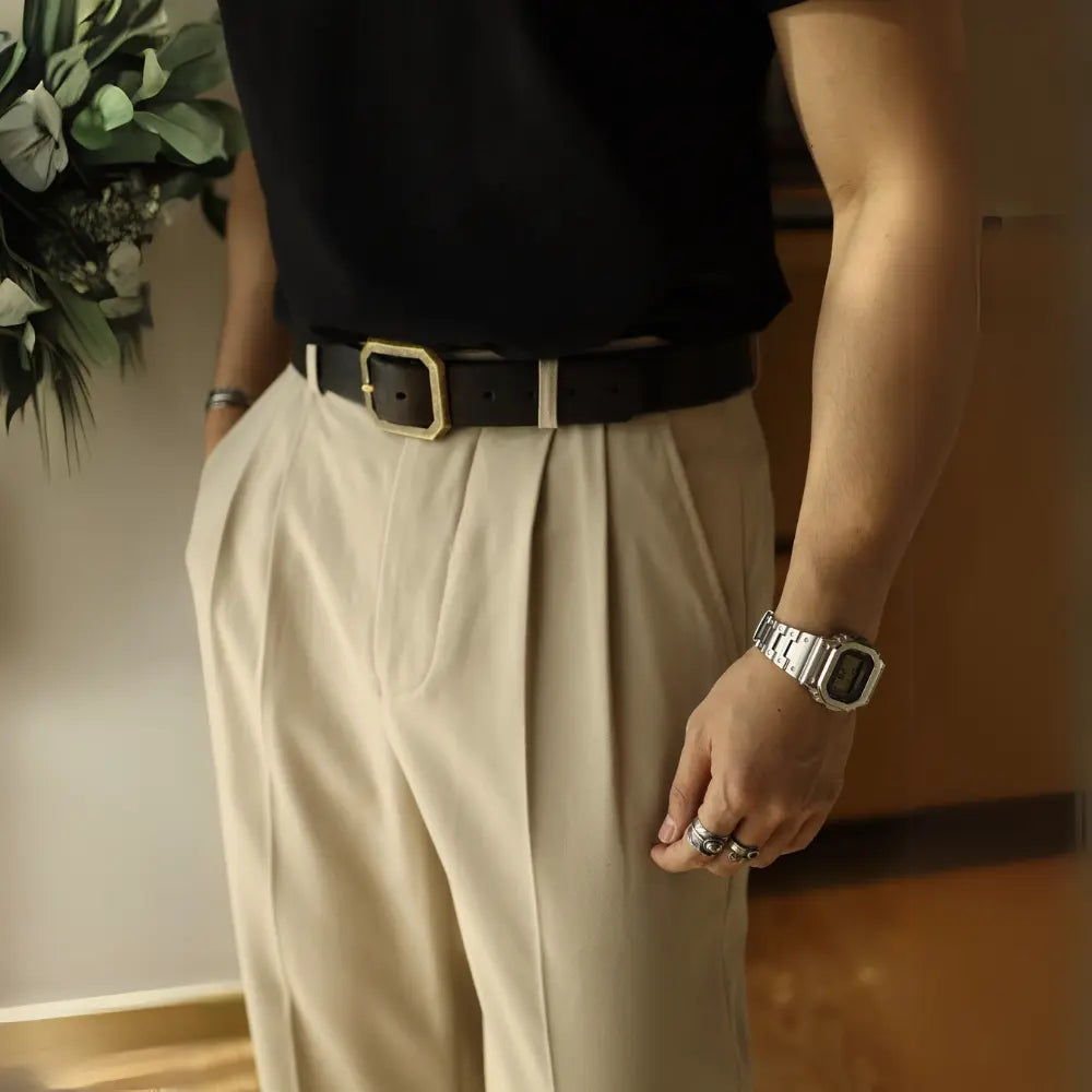 HOT Thread Double Pleated Loose Straight Cargo Casual Suit Pants Prendersons