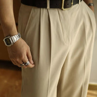 HOT Thread Double Pleated Loose Straight Cargo Casual Suit Pants Prendersons