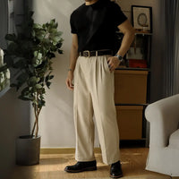 HOT Thread Double Pleated Loose Straight Cargo Casual Suit Pants Prendersons