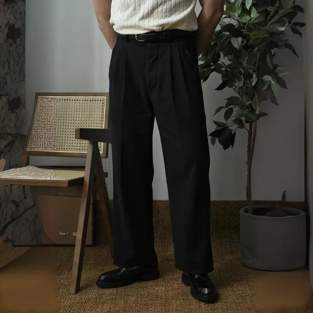HOT Thread Double Pleated Loose Straight Cargo Casual Suit Pants Prendersons