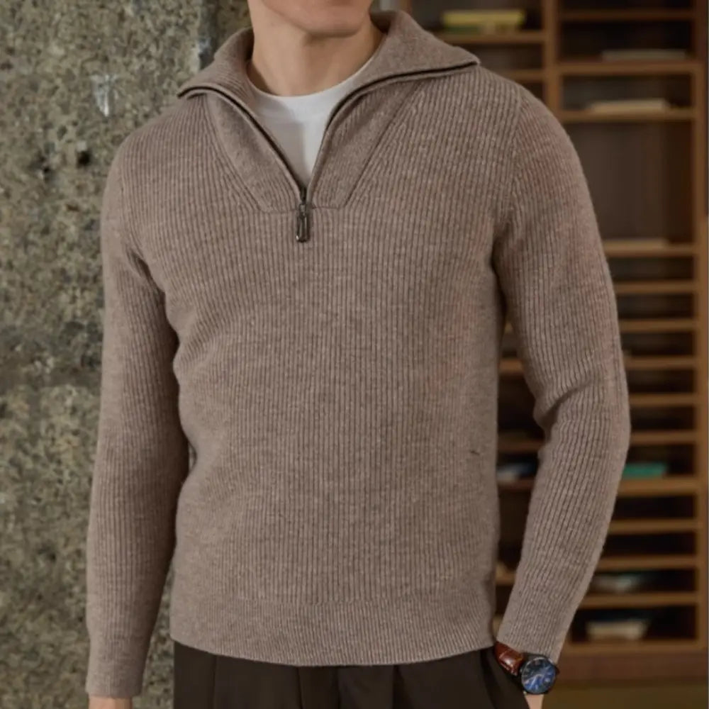 Half-height Zip Turtleneck Sweater Men's Long Sleeve Prendersons
