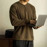 Half Long-sleeve Zipper T-shirt Men's Casual Bottoming Shirt Prendersons