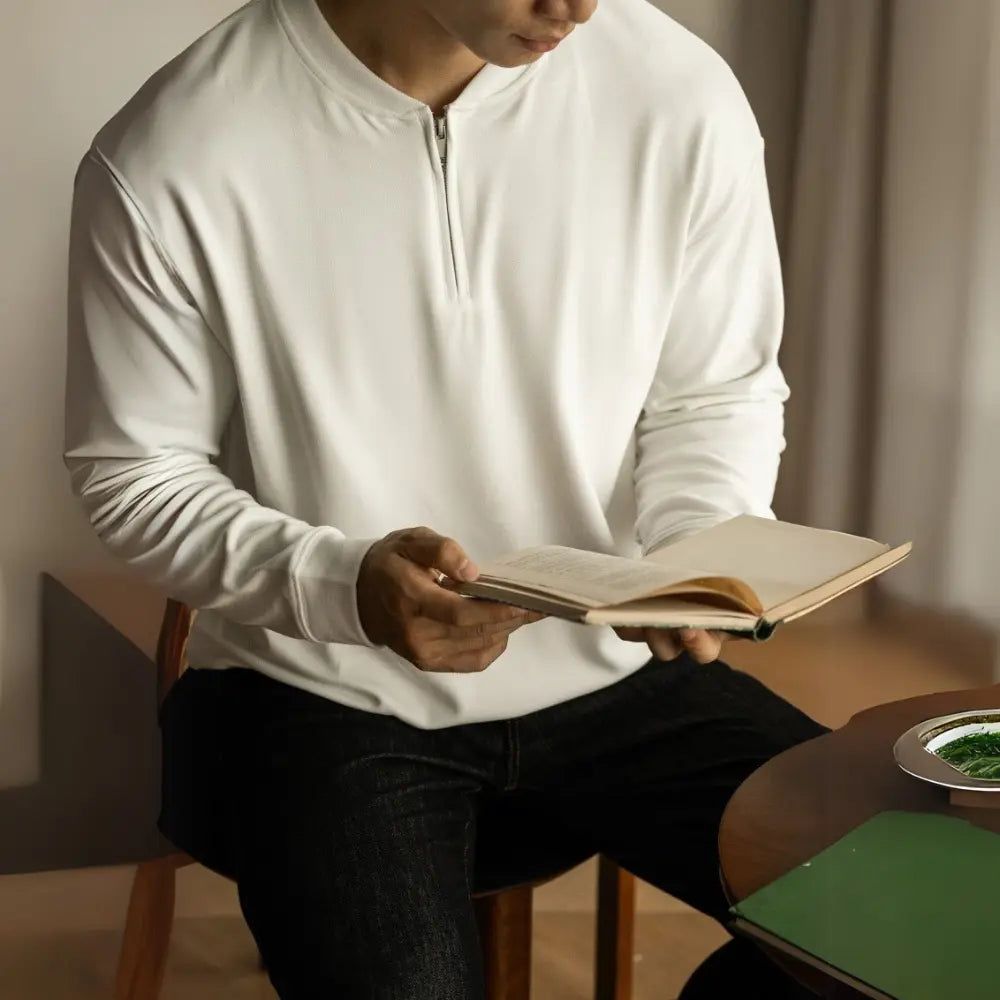 Half Long-sleeve Zipper T-shirt Men's Casual Bottoming Shirt Prendersons
