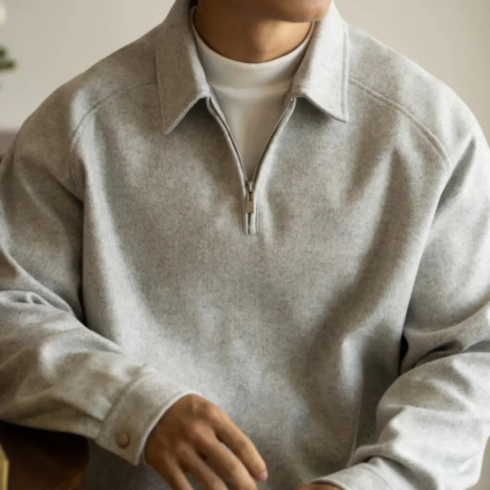 Half Zipper And Lapel Sweater For Men Spring And Autumn New Prendersons