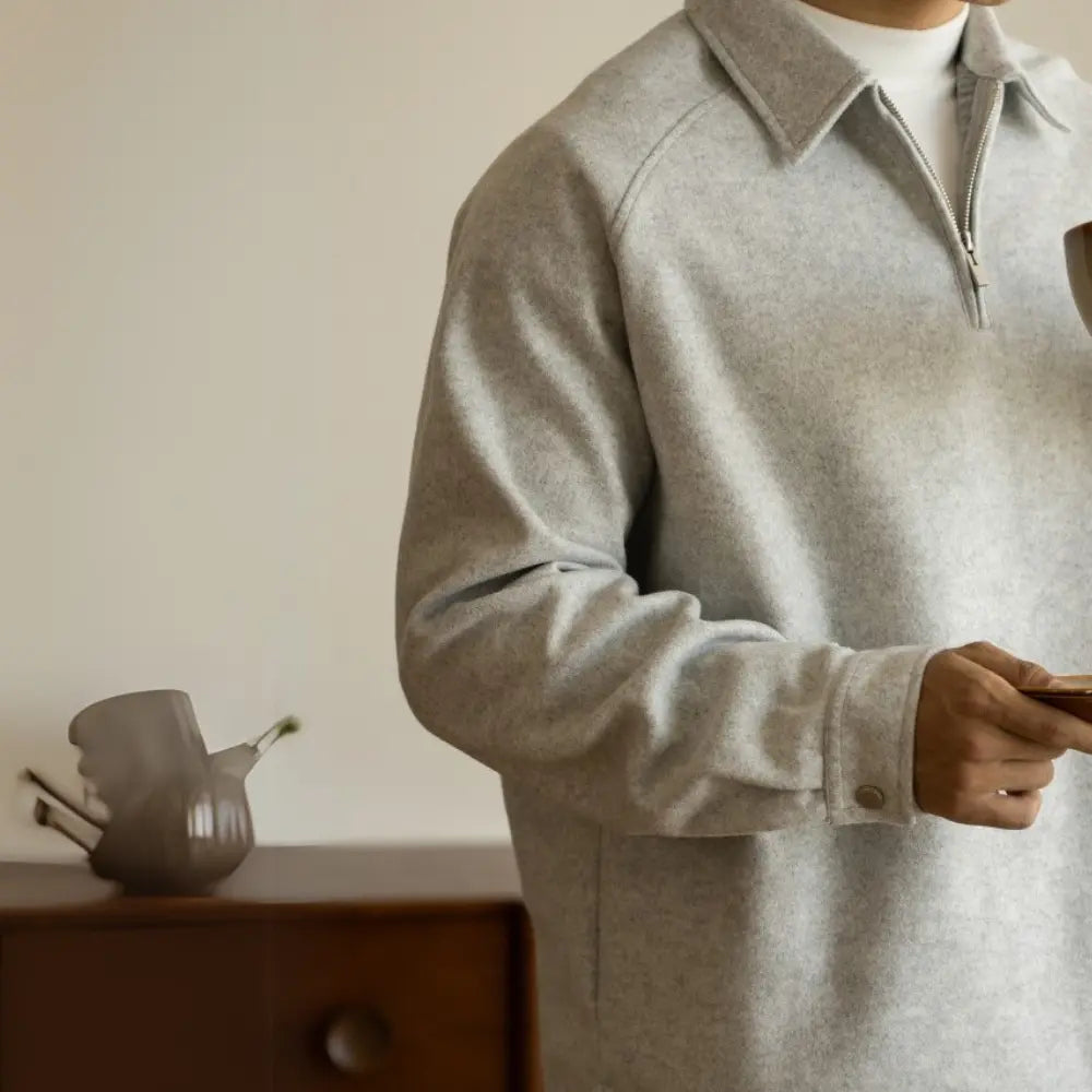 Half Zipper And Lapel Sweater For Men Spring And Autumn New Prendersons