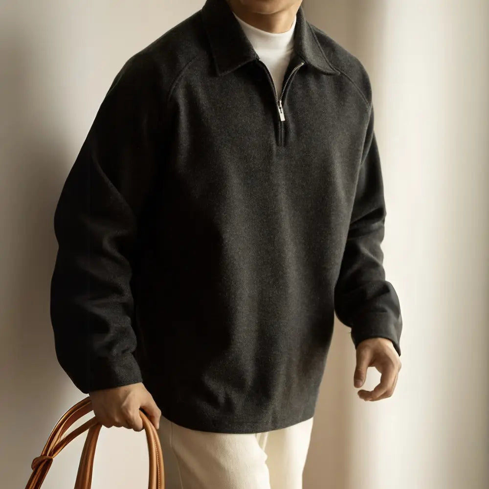 Half Zipper And Lapel Sweater For Men Spring And Autumn New Prendersons
