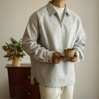 Half Zipper And Lapel Sweater For Men Spring And Autumn New Prendersons