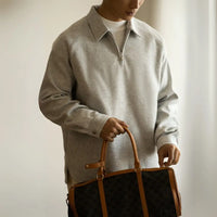 Half Zipper And Lapel Sweater For Men Spring And Autumn New Prendersons