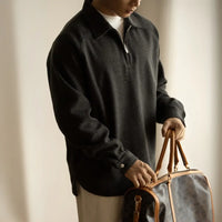 Half Zipper And Lapel Sweater For Men Spring And Autumn New Prendersons