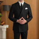 Handsome Man Versatile Black Striped Double Breasted Suit Prendersons