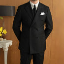 Handsome Man Versatile Black Striped Double Breasted Suit Prendersons