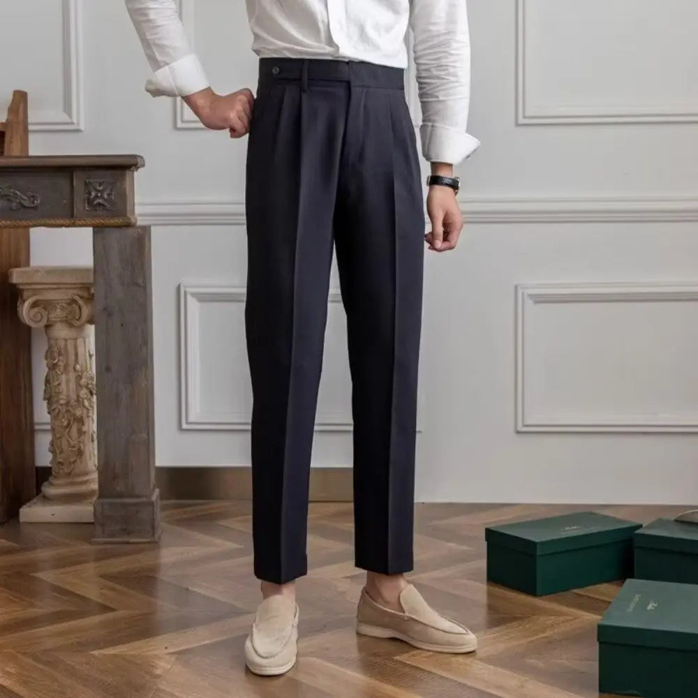 Harem Cropped Draping Slim Fit Skinny Men's Casual Pants Black | Old Money Menswear Prendersons