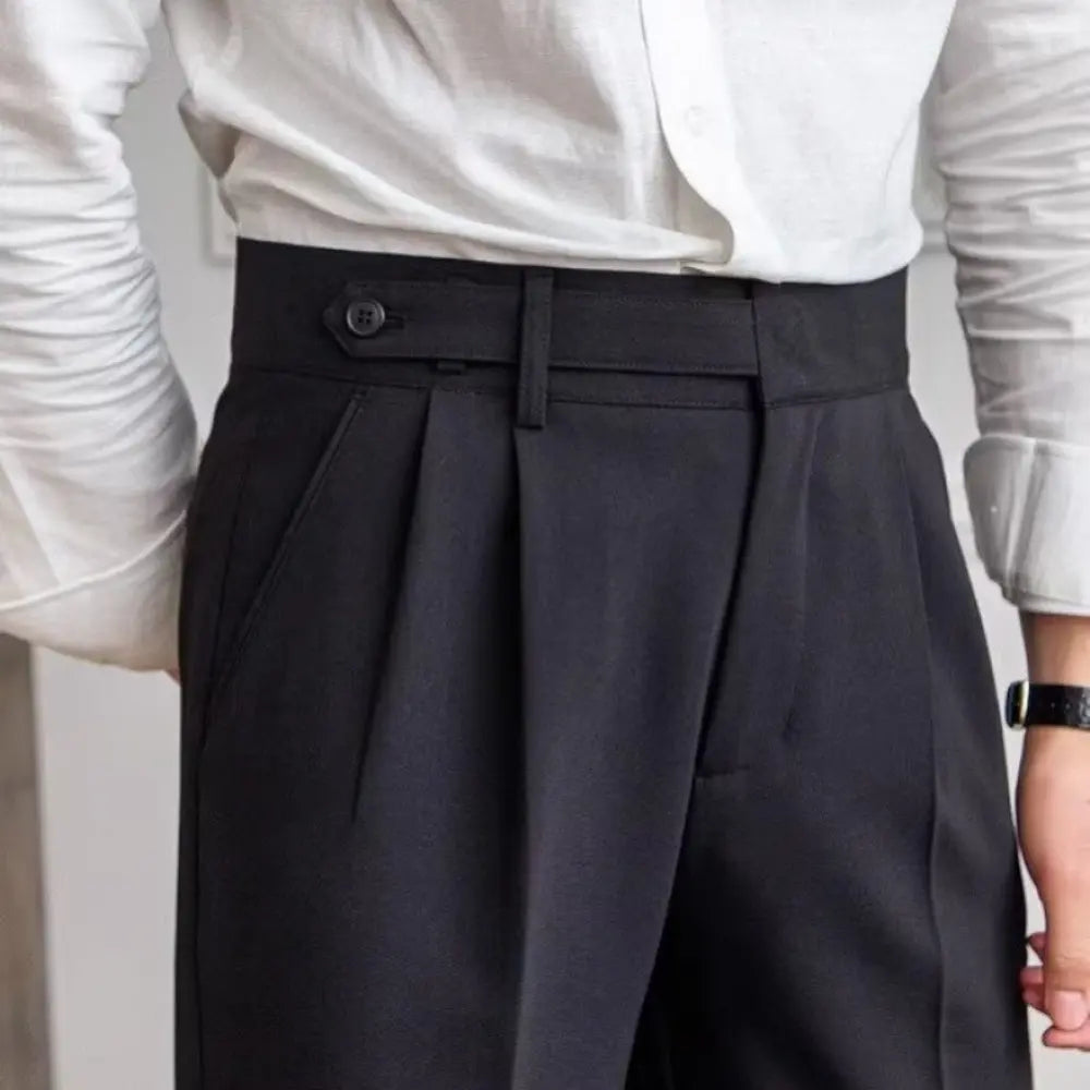 Harem Cropped Draping Slim Fit Skinny Men's Casual Pants Black | Old Money Menswear