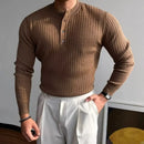 Men's Henry Collar Shirt - Brown