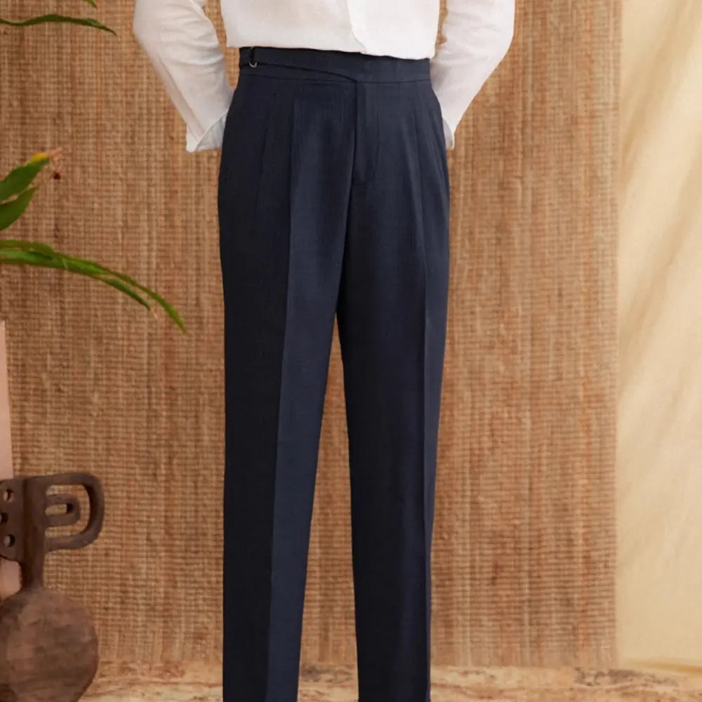 Straight Fit Houndstooth Trousers – Navy, Black & White | Business Casual | Old Money Menswear