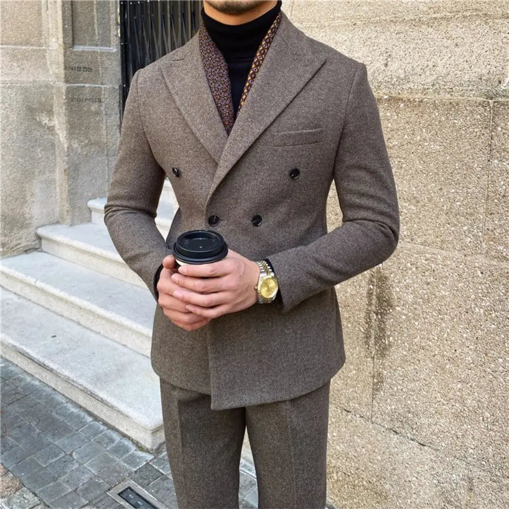 Houndstooth Double Breasted Slim Fit Suit Men's Suit Prendersons