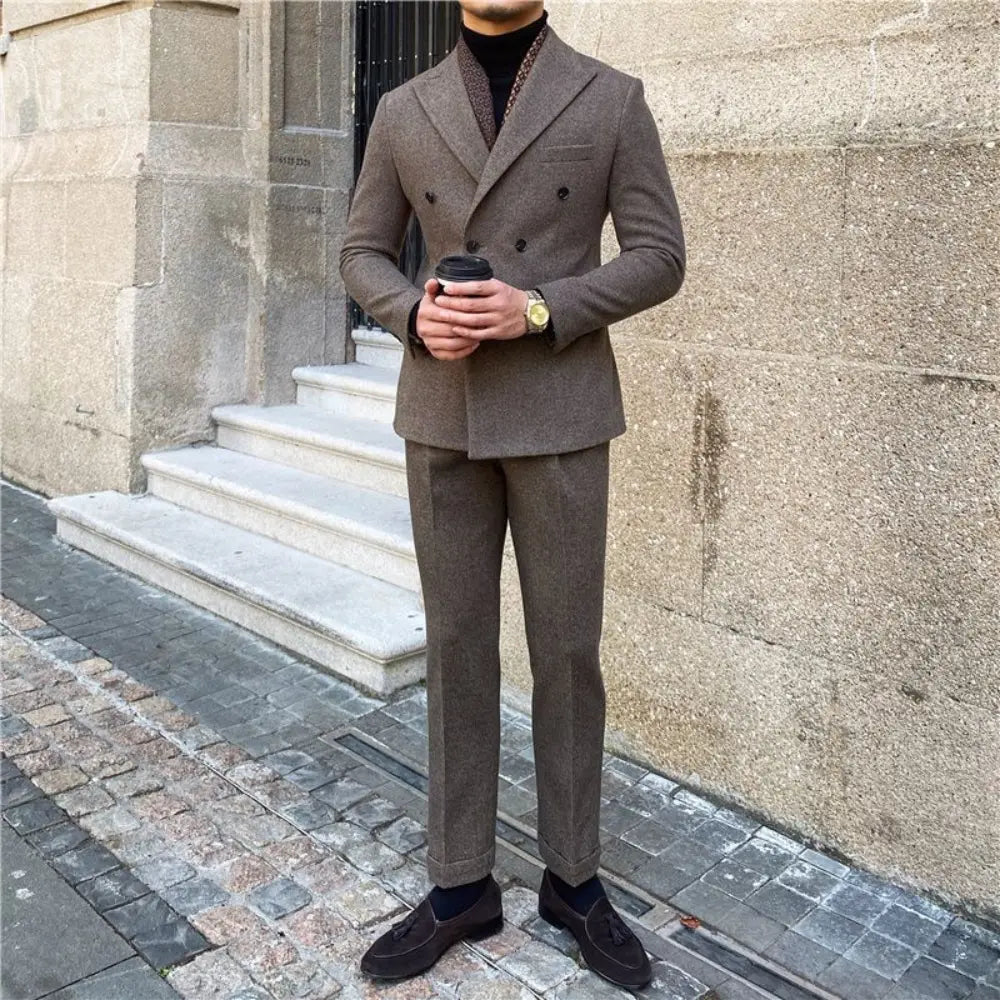 Houndstooth Double Breasted Slim Fit Suit Men's Suit Prendersons