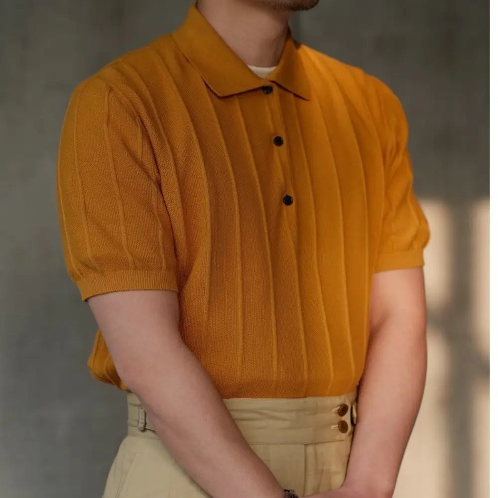 Slim Fit Ice Silk Vertical Stripes T Shirt – Summer Essential | Old Money Menswear