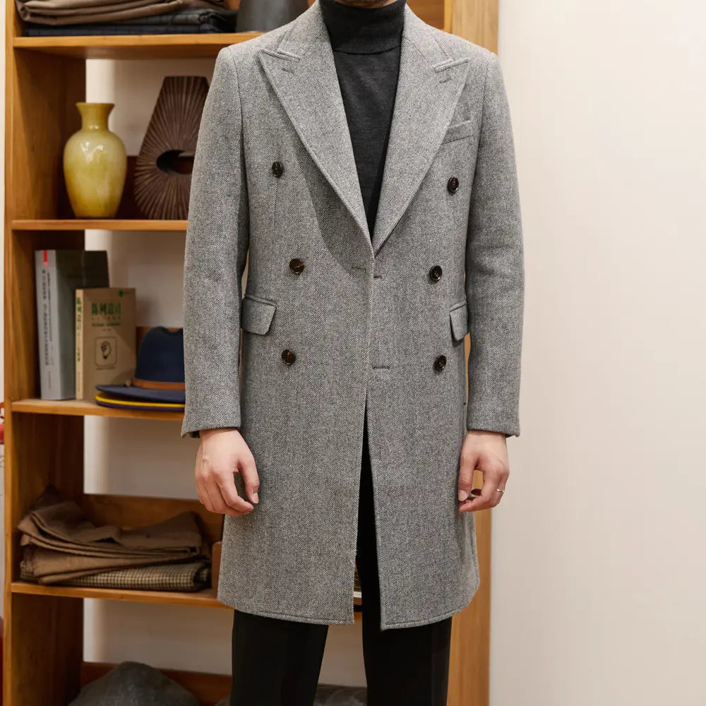 Regular Fit Italian Wool Overcoat – Grey | Autumn & Winter Daily Wear | Classic Elegance