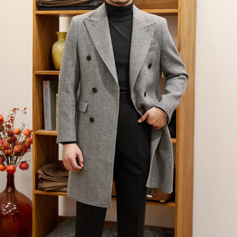 Regular Fit Italian Wool Overcoat – Grey | Autumn & Winter Daily Wear | Classic Elegance