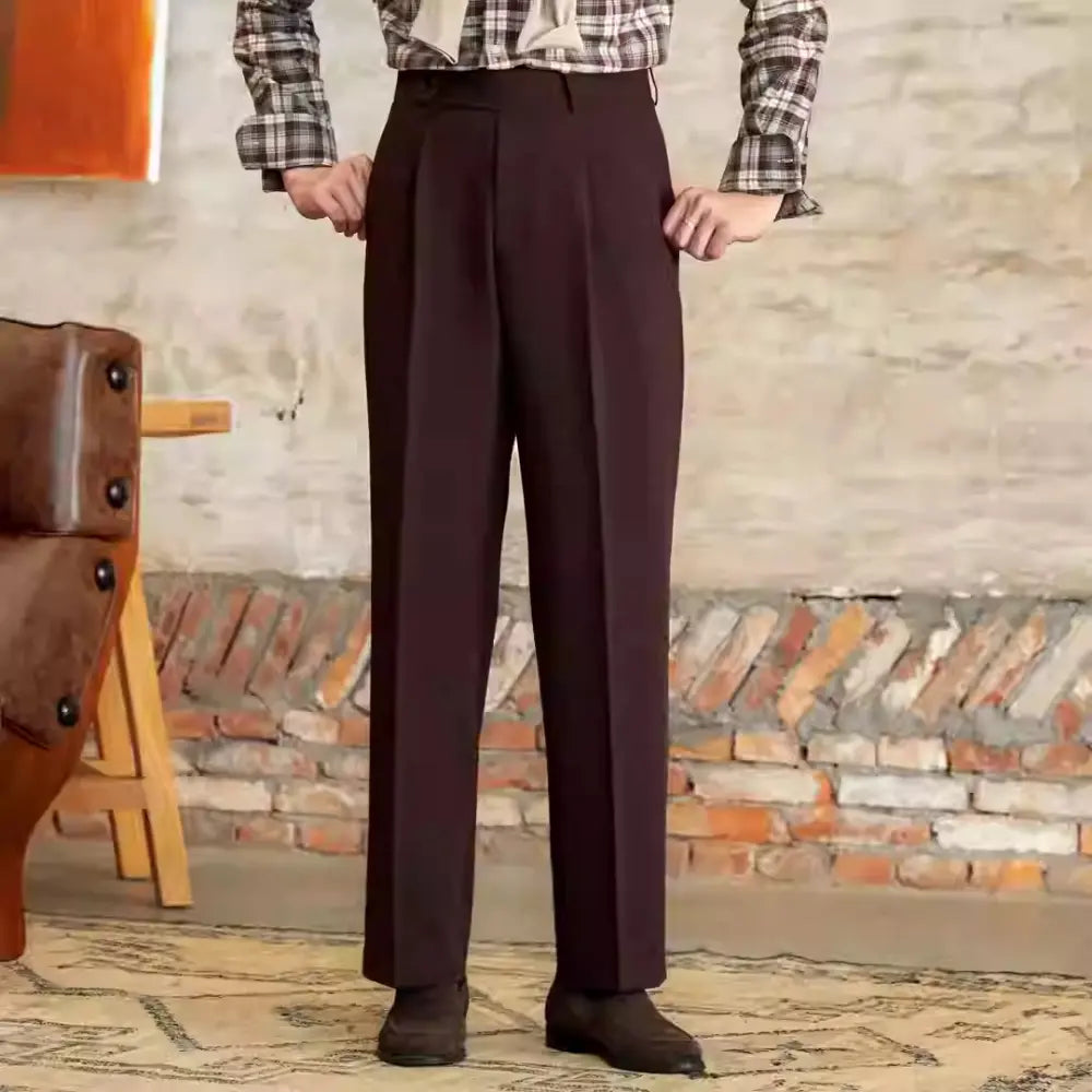 High Waist Baggy Trousers – Apricot, Black, Brown | City Leisure | Italian Tailoring