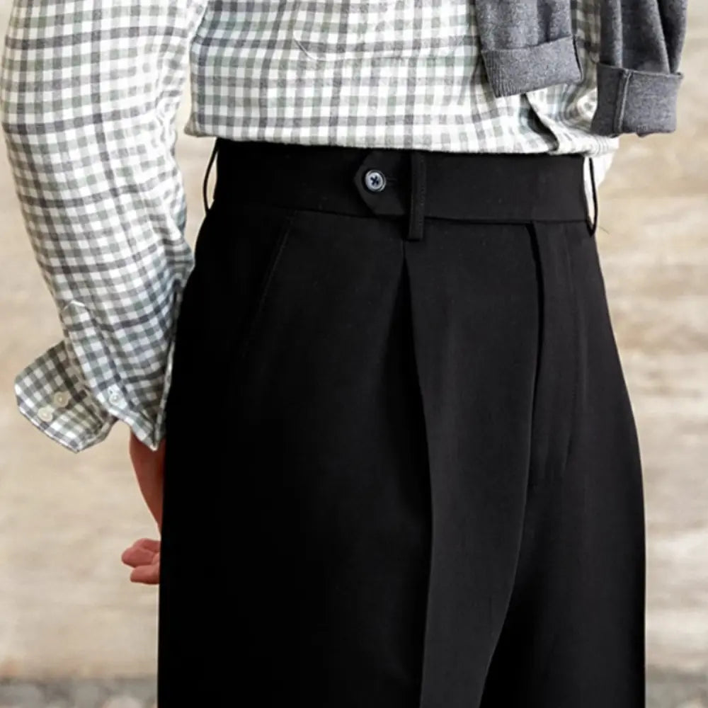 Italian Casual Wide-leg Suit Pants British High Waist Baggy Straight Trousers Prendersons