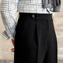 Italian Casual Wide-leg Suit Pants British High Waist Baggy Straight Trousers Prendersons