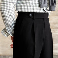 Italian Casual Wide-leg Suit Pants British High Waist Baggy Straight Trousers Prendersons