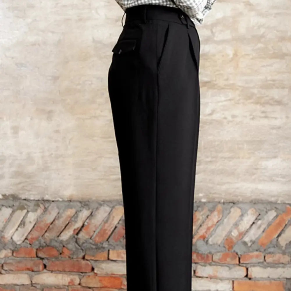 Italian Casual Wide-leg Suit Pants British High Waist Baggy Straight Trousers Prendersons