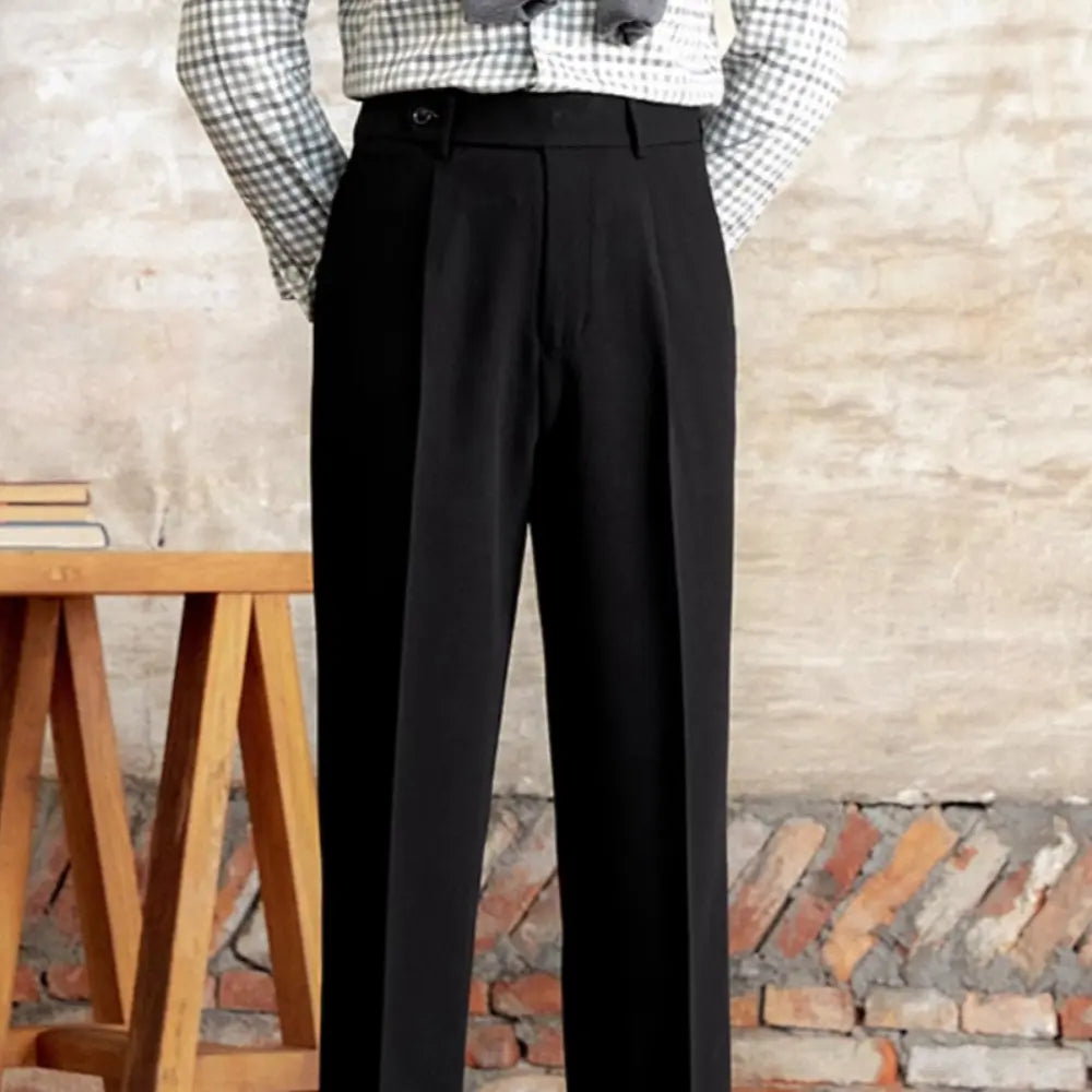 Italian Casual Wide-leg Suit Pants British High Waist Baggy Straight Trousers Prendersons