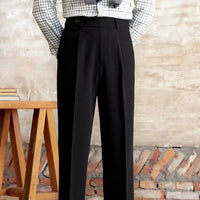 Italian Casual Wide-leg Suit Pants British High Waist Baggy Straight Trousers Prendersons