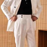 Italian Paris Buckle Double Pleated Suit Pants Men's Casual Prendersons