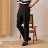Italian Paris Buckle Double Pleated Suit Pants Men's Casual Prendersons