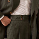 Italian Paris Buckle Double Pleated Western Men's Casual Straight Casual Trousers Prendersons